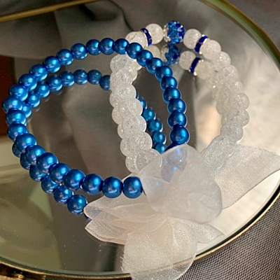 Luxusní náramky (2 ks) – křišťál a modré sklo