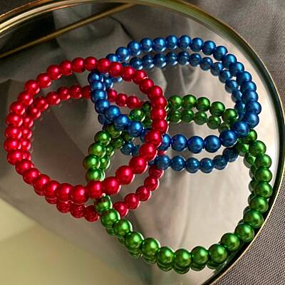 Náramky (sada 3 ks) – červené, modré a zelené sklo