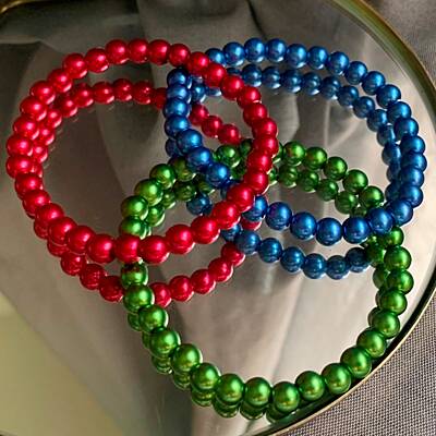 Náramky (sada 3 ks) – červené, modré a zelené sklo