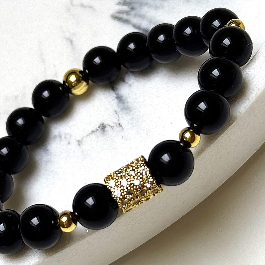 Luxusní náramek – černý onyx se zirkony