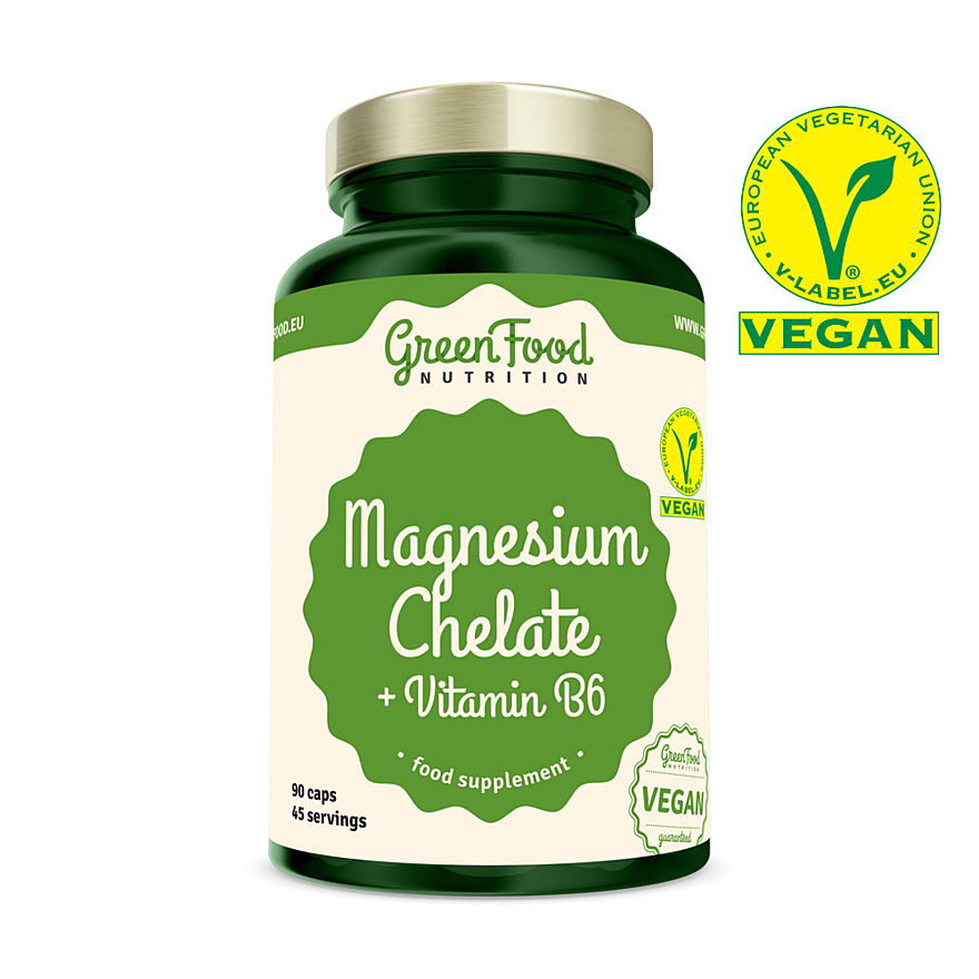 GreenFood Nutrition Magnesium Chelát + Vitamin B6 90 kapslí