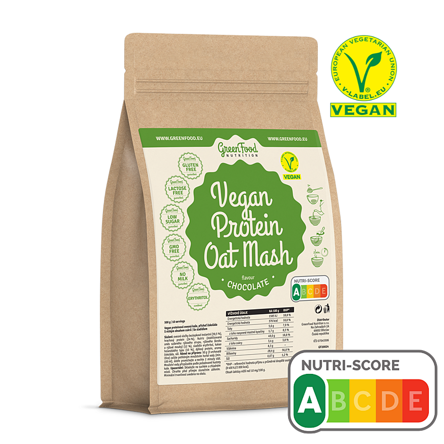 GreenFood Nutrition Vegan Proteinová ovesná kaše 500 g